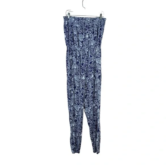 LILLY PULITZER for Target L blue white strapless blue white upstream jumpsuit - Picture 3 of 5
